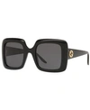 Gucci Gradient Grey Square Ladies Sunglasses Gg0141sn 001 53 In Black/grey