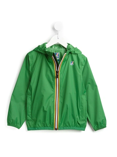 K-way Kids' 'le Vrai Claude' Rain Jacket In Green