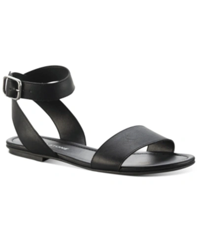 Sun + Stone Miiah Womens Faux Leather Ankle Buckle Flat Sandals In White