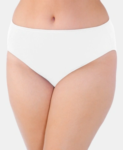 Vanity Fair Women's Illumination Plus Size High-cut Satin-trim Brief Underwear 13810 In White