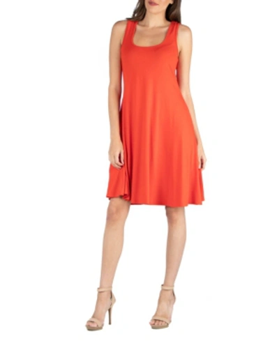 24seven Comfort Apparel Women's Sleeveless A-line Fit And Flare Skater Dress In Orange
