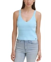 TOMMY JEANS COTTON SLEEVELESS RIB TANK SWEATER TOP