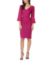 JS COLLECTIONS APPLIQUE-LACE BELL-SLEEVE DRESS