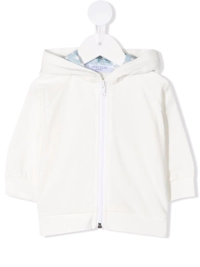 Opililai Babies' Zip-up Cotton Hoodie In White