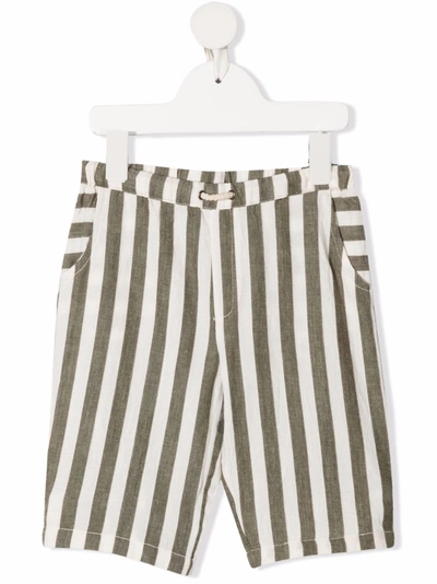 Opililai Kids' Striped Straight-leg Trousers In Green