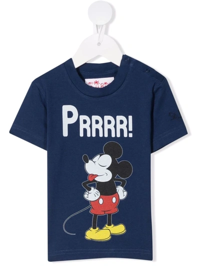 Mc2 Saint Barth Babies' Mickey-print Cotton T-shirt In Blue