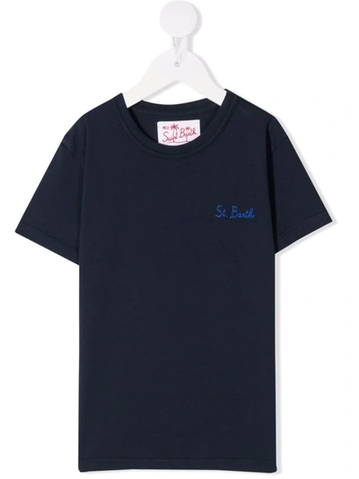Mc2 Saint Barth Teen Dover Logo-embroidered T-shirt In Blue