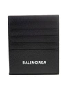 BALENCIAGA BLACK CROCODILE EFFECT LEATHER CARD HOLDER WITH WHITE LOGO,655684-1IZI3 1090
