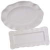 Certified International Perlette Cream Melamine 2-pc. Platter Set - Rectangular And Oval In Cream