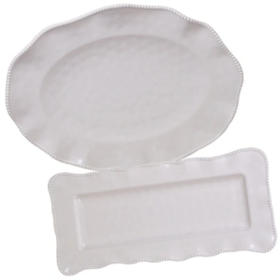 Certified International Perlette Cream Melamine 2-pc. Platter Set - Rectangular And Oval