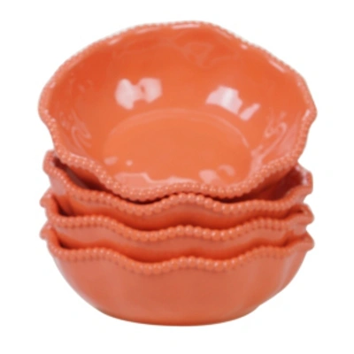Certified International Melamine Perlette Coral Set Of 4 All Purpose Bowls In Orange