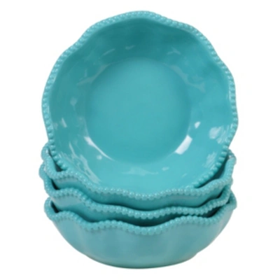 Certified International Melamine Perlette Teal Set Of 4 All Purpose Bowls In Blue