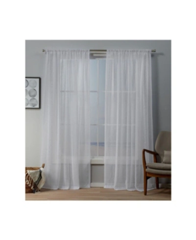 Exclusive Home Itaji Sheer Rod Pocket Top Curtain Panel Pair, 54" X 96" In White