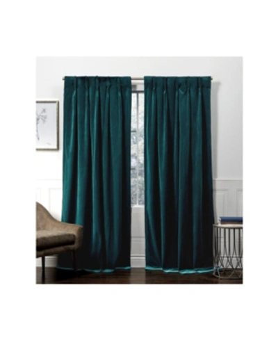 Exclusive Home Curtains Velvet Heavyweight Pinch Pleat Curtain Panel Pair, 27" X 84" In Medium Gre