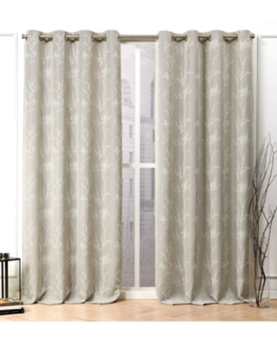 Nicole Miller Turion Floral Blackout Grommet Top Curtain Panel Pair, 52" X 84" In Natural