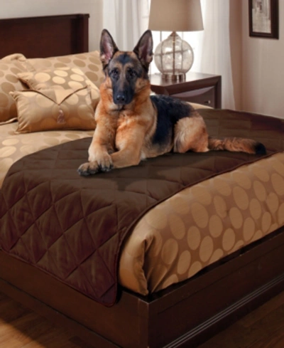 P/kaufmann Home Pet Pals Quilted Faux Suede Twin Bed Protector In Chocolate