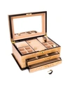 Bey-berk Birdseye Maple 3 Level Jewelry Box With Gold Tone Accents And Locking Lid In Multi