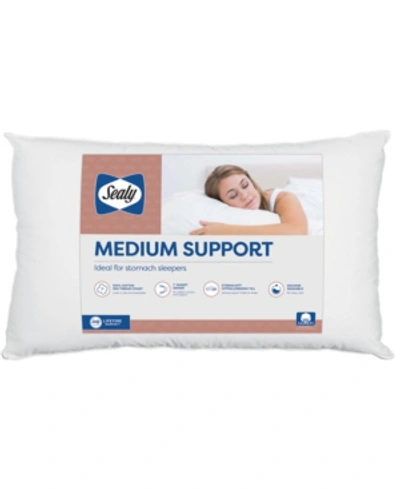 Sealy Medium Support Pillow For Stomach Sleepers, King In White