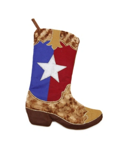 Northlight Shadow Velveteen Texas Flag Cowboy Boot Christmas Stocking In Multi