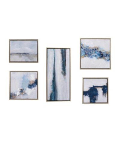Martha Stewart Collection Drift 5 Piece Framed Embellished Canvas Gallery Set In Multi