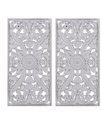 Madison Park Botanical Panel 2 Piece Carved Wall Set, 15.75" X 31.5" In White