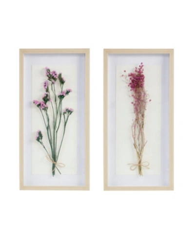 Madison Park Avant Garden 2 Piece Floral Natural Shadowbox Set, 12" X 24" In Multi