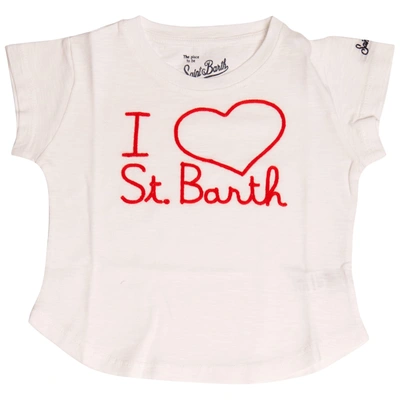 Mc2 Saint Barth Kids' White T-shirt With Embroidery In Bianco