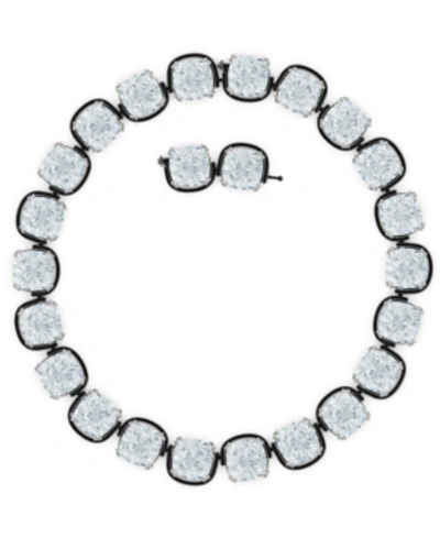 Swarovski Silver-tone Crystal Floating Stones Choker Necklace, 14" + 2" Extender In White