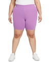 Nike Sportswear Plus Size Women's Essential Mid-rise Bike Shorts In Violet Shock/white