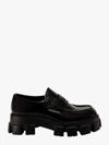 Prada Monolith Patent Leather Flatform Loafers In Black
