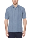 Cubavera Men's Big & Tall Pintuck Embroidered Chambray Shirt In Dress Blue