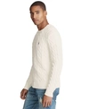 Polo Ralph Lauren Textured Cable Knit Sweater With Round Neckline And Fitted Silhouette In Andover Cream