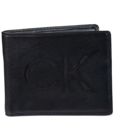 Calvin Klein Men's Ck Logo Inlay Slim Fold Wallet In Black