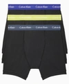 Calvin Klein Cotton Stretch Moisture Wicking Boxer Briefs, Pack Of 3 In Black W/ Multi Band