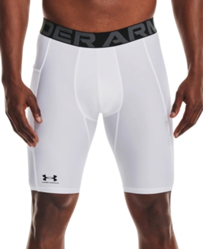 Under Armour Men's Big & Tall Heatgear Armour Moisture-wicking 9" Compression Shorts In White/black