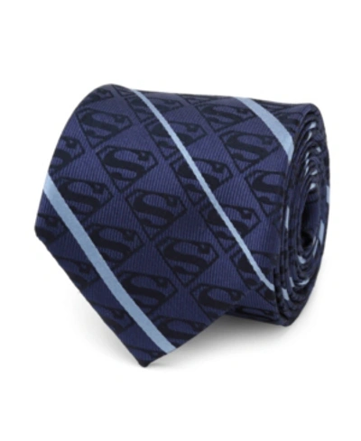 Dc Comics Men's Superman Stripe Pattern Silk Tie In Blue