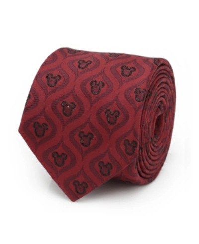 Disney Men's Mickey Mouse Holiday Metallic Silk Tie In Red