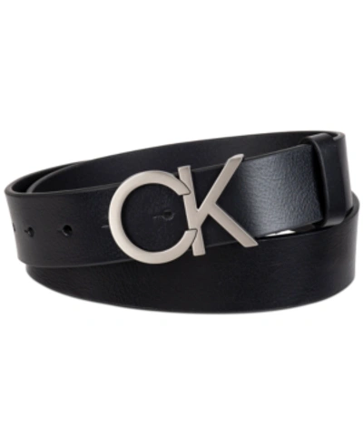 Calvin Klein Men's Casual Monogram Cut Out Buckle Belt In Black