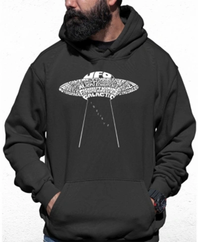 La Pop Art Men's Flying Saucer Ufo Word Art Hooded Sweatshirt In Gray