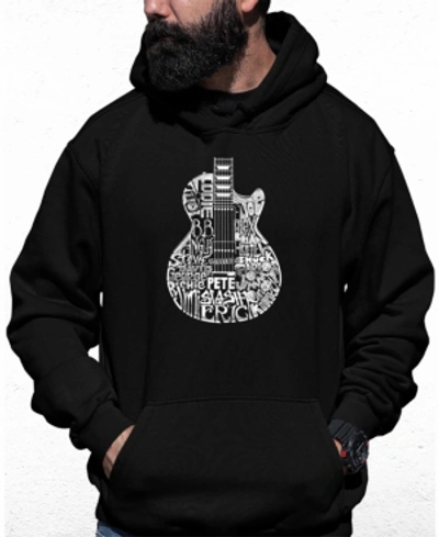 La Pop Art Men's Rock Guitar Head Word Art Hooded Sweatshirt In Black