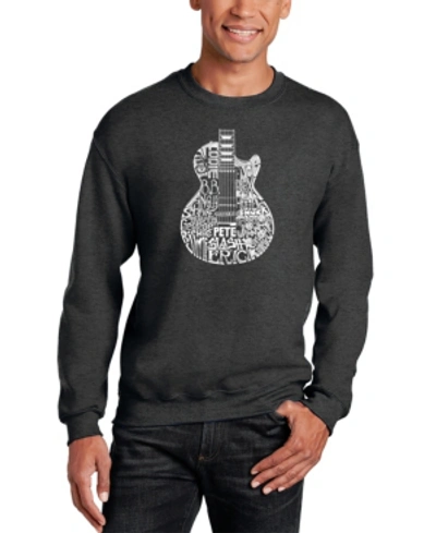 La Pop Art Men's Rock Guitar Head Word Art Crewneck Sweatshirt In Gray