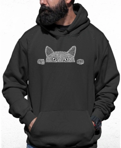 La Pop Art Men's Peeking Cat Word Art Hooded Sweatshirt In Gray