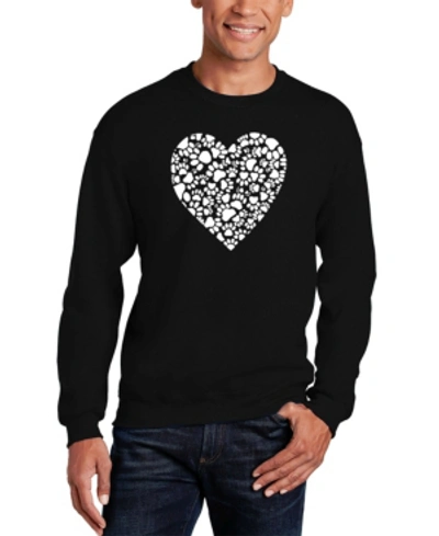 La Pop Art Men's Paw Prints Heart Word Art Long Sleeve T-shirt In Black