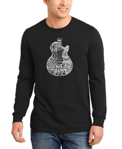 La Pop Art Men's Rock Guitar Head Word Art Long Sleeve T-shirt In Black