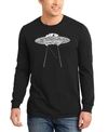 La Pop Art Men's Flying Saucer Ufo Word Art Crewneck Sweatshirt In Black