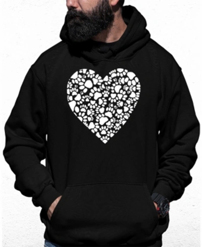 La Pop Art Men's Paw Prints Heart Word Art Hooded Sweatshirt In Black