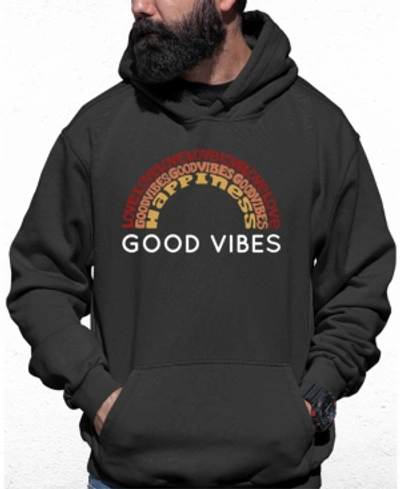 La Pop Art Men's Good Vibes Word Art Hooded Sweatshirt In Gray