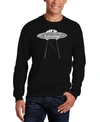 La Pop Art Men's Flying Saucer Ufo Word Art Crewneck Sweatshirt In Black