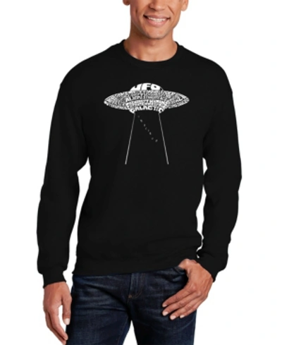 La Pop Art Men's Flying Saucer Ufo Word Art Crewneck Sweatshirt In Black