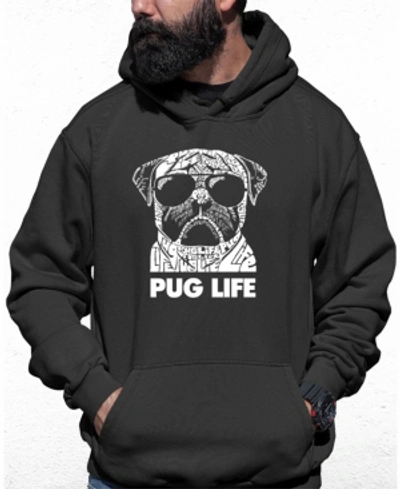 La Pop Art Men's Pug Life Word Art Hooded Sweatshirt In Gray